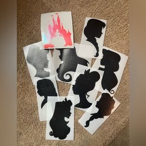 9 Custom Princess Wall Decals Each 5 Inches Tall